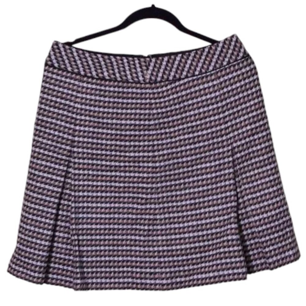 Women's Talbots Houndstooth Plaid Pleated Wool Mini Skirt - Size 8P